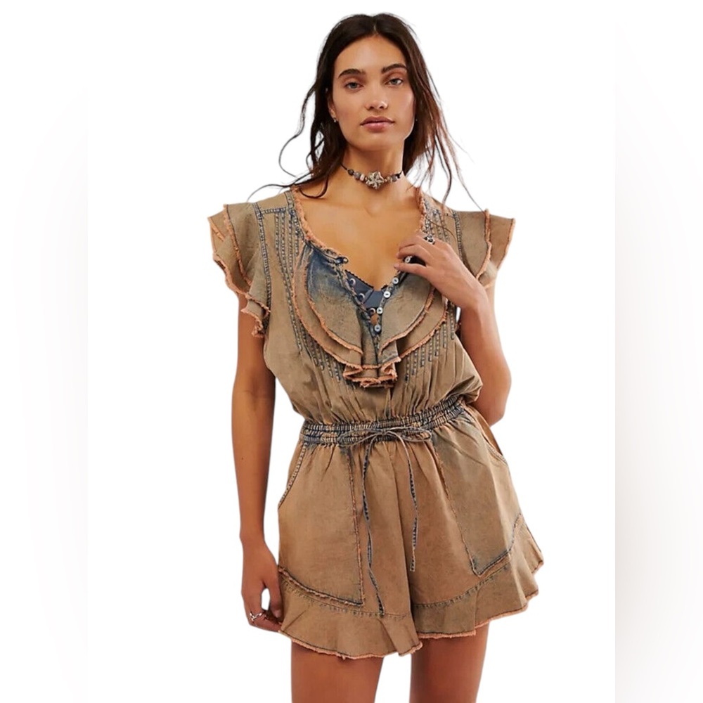 🆕 FREE PEOPLE | NAYA CHAMBRAY ROMPER | SIZE: XS